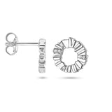 Oorknoppen Cirkel met Zirkonia van Gerhodineerd Zilver - Diameter 10mm
