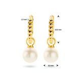 14 Karaat Geelgouden Klapoorringen diameter 10.5 mm met Parel 5.5 mm