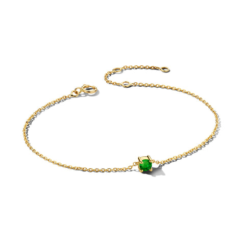 Damesarmband van 14 Karaat Geelgoud met Geboortesteen Smaragd Mei - Lengte 15.5+3cm
