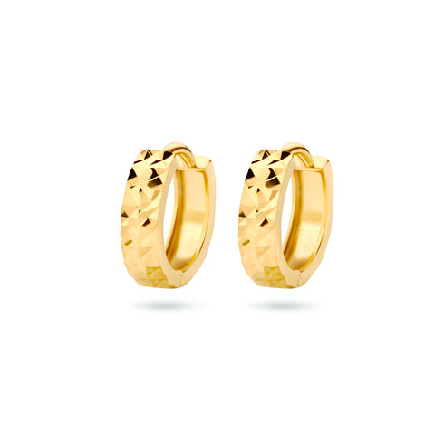 Klapoorringen van Gediamanteerd 14 Karaat Geelgoud - Diameter 10.5mm Breedte 3mm