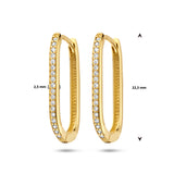 Paperclip klapoorringen met Zirkonia, 14 Karaat Geelgoud - Formaat 2.5 x 22.5 mm
