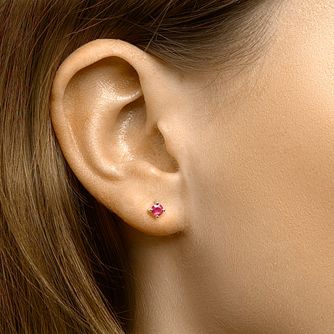 Oorknoppen met Robijn 0.50ct (2x 0.25ct) 14 Karaat Geelgoud - formaat 4 x 4 mm