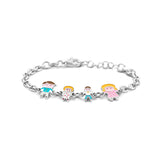 Kinderbedelarmband van Gerhodineerd Zilver, vader, moeder, zoon en dochter - Lengte 11+2cm