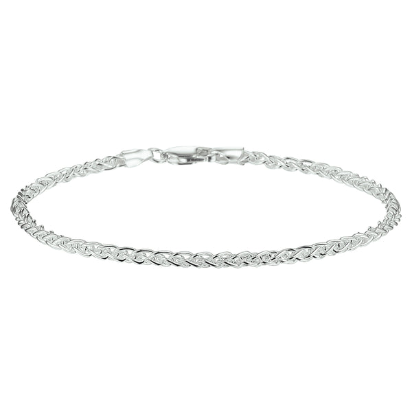 Damesarmband 2.5mm van 925 Zilver Wit, Vossestaart Schakels - Lengte 19cm