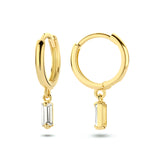 14 Kararaat Geelgouden Klapoorringen met Zirkonia hanger - Diameter 10.8mm