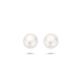 Oorknoppen met Parel 7,5mm, Gerhodineerd Zilver