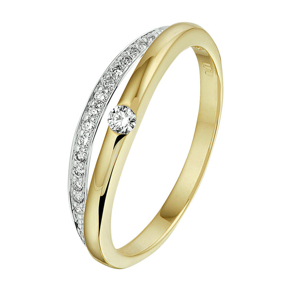 Ring Diamant 0.11ct H Si Goud (Bicolor Goud Geel/Wit)