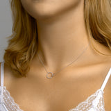 Witgouden collier lengte 39cm+2.5 - Anker Rond - Diamant 0.11ct - 14Krt. Goud