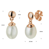 14 Karaat Roségouden Oorhangers met Parel 6.5x10mm - Hoogte 15mm