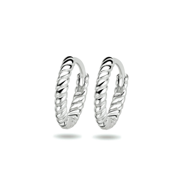 Klapoorringen Gedraaid Gerhodineerd Zilver - Diameter 11 mm