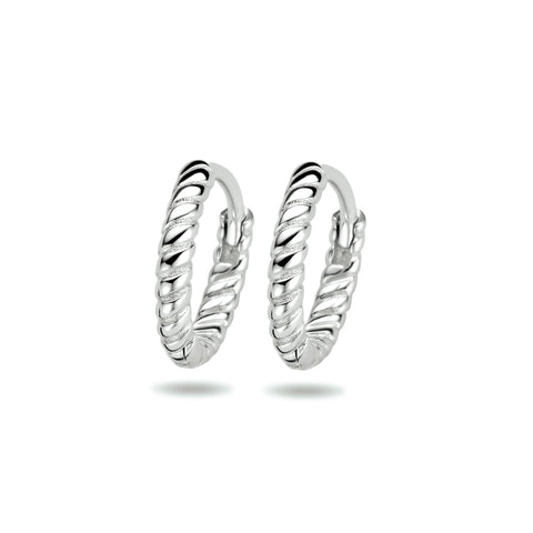 Klapoorringen Gedraaid Gerhodineerd Zilver - Diameter 11 mm