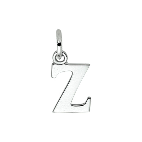 Gerhodineerd Zilveren hanger, Letter Z - 7.6 x 12.6 mm