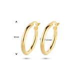 Oorringen van 14 Karaat Geelgoud met Ronde Buis 2.5 mm - Diameter 20mm