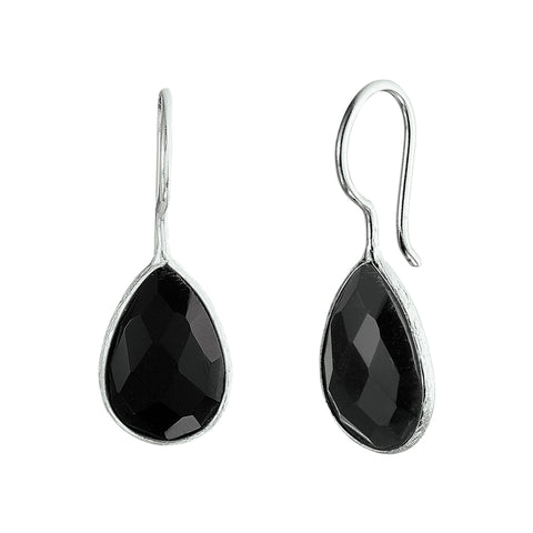 Oorhangers Franse Haak van 925 Zilver met Zwart Agaat 5.25 ct (2 x 2.625)