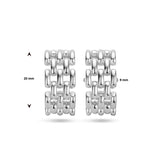 Stekeroorringen Schakelmotief Zilver Gerhodineerd