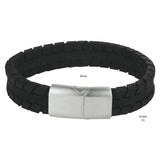 Herenarmband 12mm van Edelstaal en Leder - Lengte 19cm