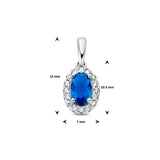 Hanger van Gerhodineerd Zilver met Saffier Zirkonia -