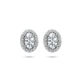 Oorknoppen met Zirkonia Halo van Gerhodineerd Zilver - Formaat 7x9mm