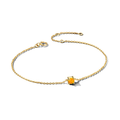 Damesarmband van 14 Karaat Geelgoud met Geboortesteen Citrien November - Lengte 15.5+3cm