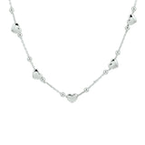 Kindercollier van Gerhodineerd Zilver, Ankerschakel 1.1mm met Hartjes en Bolletjes - Lengte 36+3cm