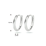 Klapoorringen van Gerhodineerd Zilver Halfrond model - Diameter 12.5 en Breedte 1.5mm