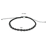 Herenkralenarmband 4mm met Zilver Gerhodineerd, Hematiet - Lengte 19+7cm