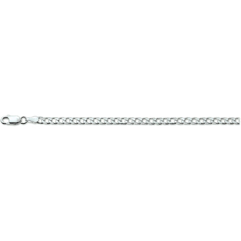 Zilveren collier lengte 45 cm - Gourmet 6 Zijdes Geslepen 3,0 mm - Zilver Wit
