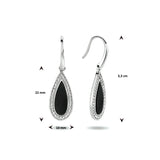 Oorhangers Franse Haak Gerhodineerd Zilver met Onyx en Zirkonia - Formaat 10x33mm