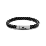 Herenarmband 10mm van Edelstaal en Leer - Lengte 20cm