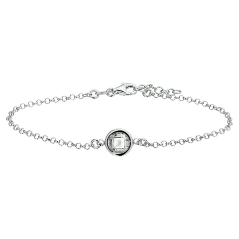 Armband Zirkonia 17 + 2 Cm Zilver Gerhodineerd