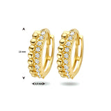 14 Karaat Geelgouden klapoorringen Bolletjes met Zirkonia - Diameter 13mm