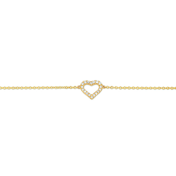 Armband Hart Diamant 0.06ct H P1 16,5 17,5 18,5 Cm Goud (Geelgoud)