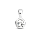 Hanger met Geboortesteen April | Wit Topaas met Gerhodineerd Zilver - Formaat 5.5 x 11 mm
