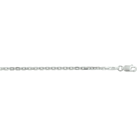 Zilveren collier lengte 60 cm - Anker Gediamanteerd 2,1 mm - Zilver Wit