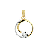 Ronde Hanger met Zirkonia van 14 Karaat Geel- en Witgoud Gestift - Diameter 15mm