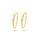 14 Kararaat Geelgouden Klapoorringen met Zirkonia - Formaat 2.2x12mm