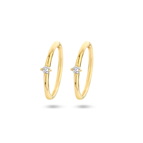 14 Kararaat Geelgouden Klapoorringen met Zirkonia - Formaat 2.2x12mm
