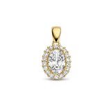 14 Karaat Geelgouden Hanger met Zirkonia - Formaat 7x13mm