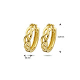 14 Karaat Geelgouden Klapoorringen Schakelmotief - Diameter 14.5mm en Breedte 4mm