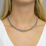 Damescollier van 14 Karaat Geelgoud met 925 Zilver, Bicolor Gourmet schakel 8.5mm - Lengte 45cm