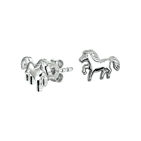 Gerhodineerd Zilveren kinderoorknoppen Paard - Formaat 9.5 x 7.5 mm