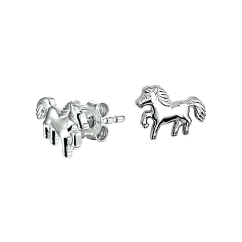 Gerhodineerd Zilveren kinderoorknoppen Paard - Formaat 9.5 x 7.5 mm
