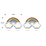 Gerhodineerd Zilveren kinderoorknoppen Regenboog met Wolken - Formaat 10 x 6.5 mm