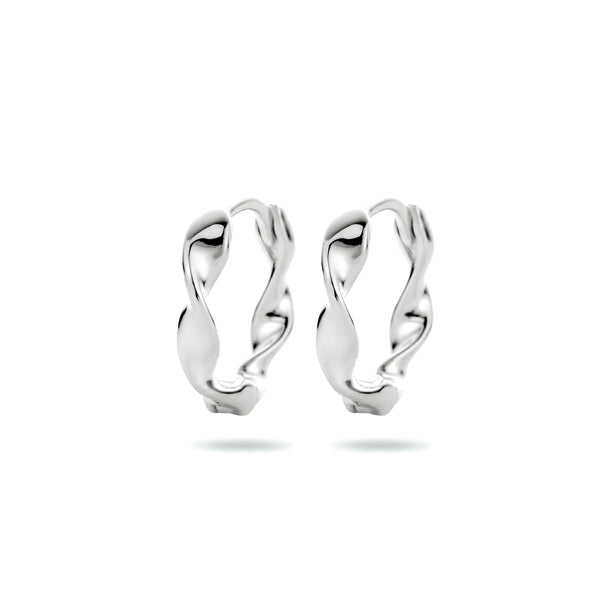 Klapoorringen Gedraaid Gerhodineerd Zilver - Diameter 13.5 mm