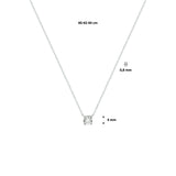 Damescollier van 14 Karaat Witgoud, Ankerschakel 1.1mm hanger met Zirkonia 4mm - Lengte 42+2cm