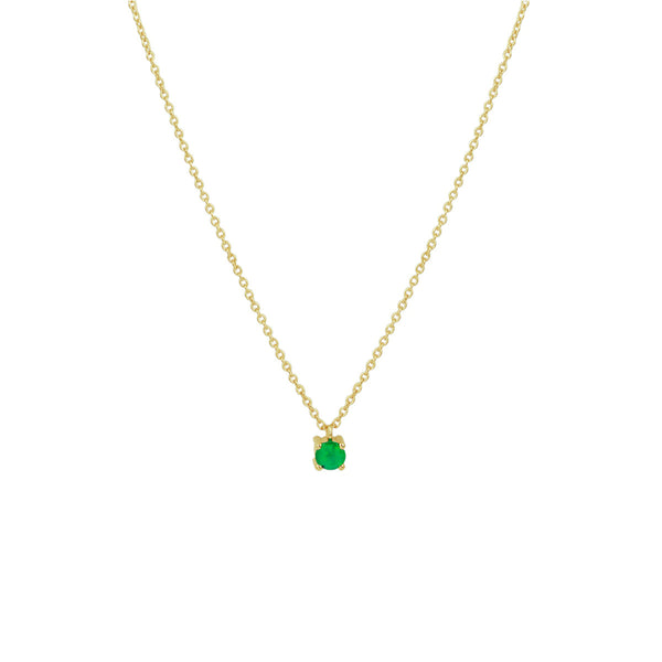 14 Karaat Geelgouden collier, Ankerschakel 1mm met een Smaragd 0.20ct - Lengte 40+4cm