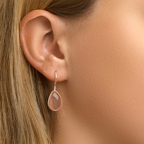 Franse Haak Oorhangers met Chalcedoon 5.25ct (2x 2.625ct) van 925 Zilver - Formaat 11.5x30mm