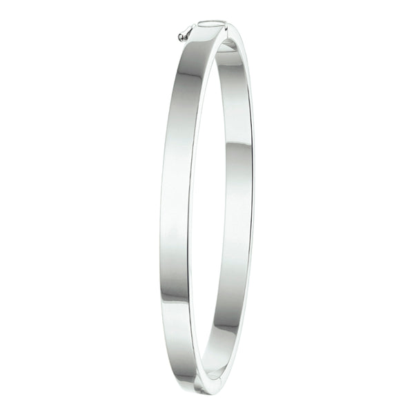 Damesarmband 5mm, Bangle van Gerhodineerd Zilver, Vlakke Buis - Diameter 56mm