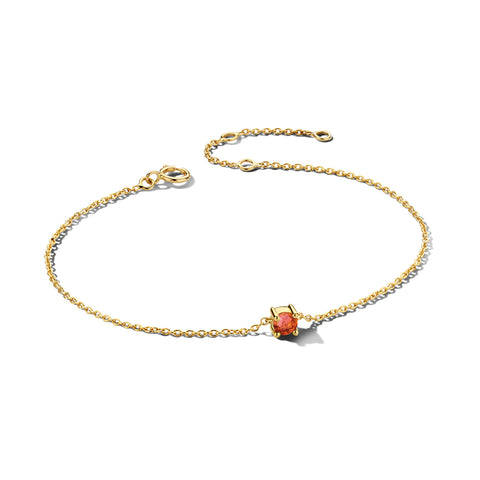 Damesarmband van 14 Karaat Geelgoud met Geboortesteen Granaat Januari - Lengte 17+1.5cm