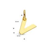 Letter V - Hanger van 14 Karaat Geelgoud - 6 x 6 mm